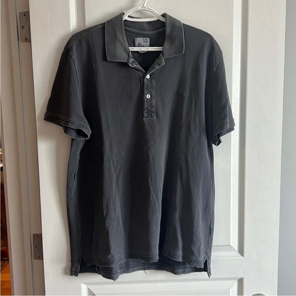Lacoste Gray Shirt Classic Short Sleeve Vintage Washed Polo